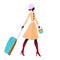 Elegant woman with luggage, Vector illustration