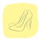 Elegant women s high-heeled shoes. Fashion accessories. Contour object on a yellow background. Vector sketch