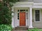 Elegant wooden front door of house