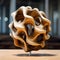 Elegant Wooden Gyroid Design Sculpture. Generative ai