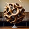 Elegant Wooden Gyroid Design Sculpture. Generative ai