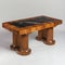Elegant wooden table with marble inlay
