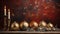 Elegant Xmas banner with beautiful golden Vintage Christmas ball lights