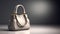 Elegantly Chic Beautiful Trendy Smooth Gray Women\\\'s Handbag on Studio Background. created with Generative AI