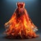 Elegantly Formal Dress On Fire: 3d Render With Dramatic Colors