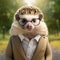 Elegantly Formal Hedgehog Wearing Glasses In Pastel Background