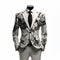 Elegantly Formal Mens White Suit With Conceptual Digital Print