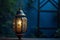 Elegantly hung antique lantern illuminates with spiritual warmth and sophistication