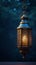 Elegantly hung antique lantern illuminates with spiritual warmth and sophistication