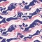 An elegantly minimal seamless pattern featuring stylized renditions of Japanese dragons