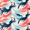 An elegantly minimal seamless pattern featuring stylized renditions of Japanese dragons