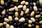 Elegantly showcased black eyed peas against a subdued pastel charcoal background