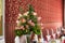 Elegantly tasteful decorated with flowers and ribbons wedding ar