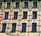 Element of the colorful facade of the Majolica house, Vienna, Austria