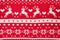 Element decor Christmas red knitted sweater close-up. Holiday gift. Backgdound