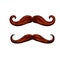 Element of head and face of hipster. Long moustache of old man