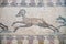 Element of Hunting Scene mosaic on the floor of villa Dionysos. Paphos Archaeological Park. Cyprus