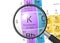 Element of Kalium or Potassium with magnifying glass