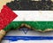 element ripped flag palestine and israel