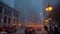 Element of streets Downtown Chicago Under Fog. Wide footage. Chicago IL. USA 8 jan 2024