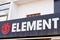 Element text logo and brand sign on facade clothing shop in street fashion store