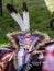 Element of a traditional Native America Costume - feather decorated headdress