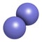 Elemental nitrogen (N2) molecule. Nitrogen gas is the main component of the Earth\\\'s atmosphere. Atoms shown as color coded sphere