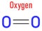 Elemental oxygen. O2 molecule. Skeletal formula.