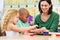 Elementary Pupils Counting With Teacher In Classroom