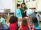 Elementary Pupils In Geography Class With Teacher