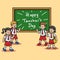 Elementary School Students Give Teacher`s Day Greeting