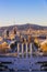 Elements of the architecture of the national park Montjuic at plaza Spain