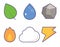 Elements Cute Icon Set. Gas, Water drop, Electricity, Plant symbol, Stone, Cloud. Nature abstract design concept