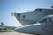 elements of a military aircraft. plane landing on the water. the plane is an amphibian. Old military plane. fighter, bomber.