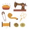 Elements for sewing. Vector hand drawn illustration set