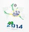 Elements Small Icons Soccer Player Shape on Flag of Brazil 2014.Vector Illustration
