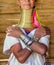 Elements of traditional female jewelry of the Padaung people rings on the neck and bracelets on the hands.