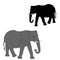 Elephant adult realistic silhouette black
