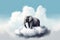 Elephant animal on cloud illustration. Generate ai