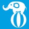 Elephant balancing on a ball icon white