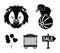 Elephant on the ball,circus trailer, circus lion, balls.Circus set collection icons in black style vector symbol stock