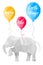 Elephant with balloons isolated polygon vector