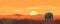 Elephant on a beautiful African savanna landscape at sunset, illustration generated by ai