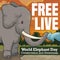 Elephant and Beautiful Savanna View Promoting World Elephant Day, Vector Illustration