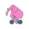 Elephant on bicycle. animal is riding bicycle. Cartoon childrens illustration