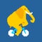 Elephant on bicycle pixel art. pixelated animal is riding bicycle. 8 bit Cartoon childrens illustration