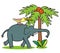 Elephant and bird, color design, humorous illustration