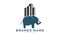 Elephant and building vector logo