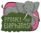 Elephant and Bush Promoting Protection Efforts during its Day, Vector Illustration