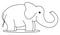Elephant cartoon, coloring elephant, black and white, isolate.